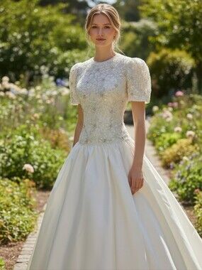 Vintage Diamond Collection Silk Taffeta Wedding Gown - Size 6